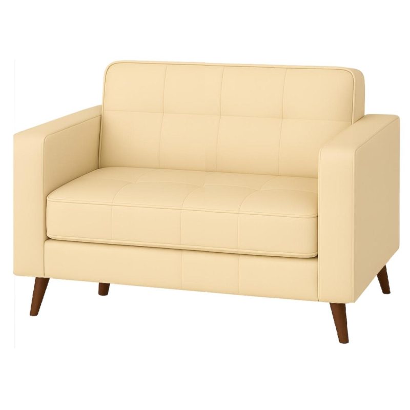 Poltrona para Escritório ROMA 02 Lugar – Corino – Cor AREIA – 60062 RM MÓVEIS 2