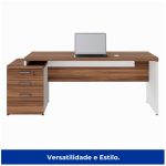 Mesa PEDESTAL RETA (03 Gav.) – 1,92X0,70m – WORKSTART – NOGAL SEVILHA/BRANCO- 34405 RM MÓVEIS 12