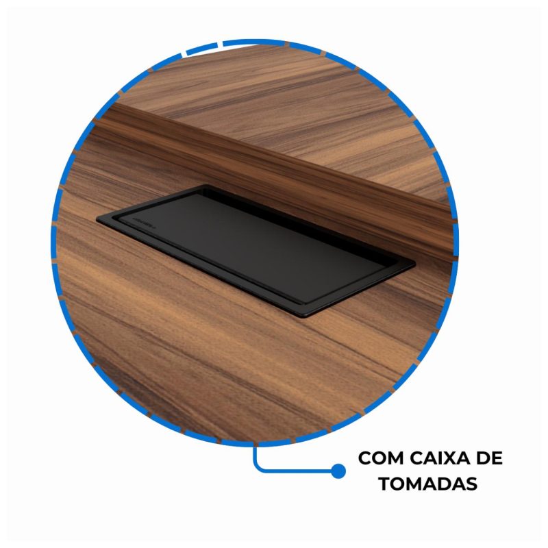 Mesa Escritório PRESIDENTE c/ Armário Pedestal – 1,82×1,80m – NOGAL SEVILHA/BRANCO – 34602 RM MÓVEIS 9