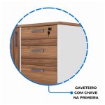 Mesa Escritório PRESIDENTE c/ Armário Pedestal – 1,82×1,80m – NOGAL SEVILHA/BRANCO – 34602 RM MÓVEIS 14