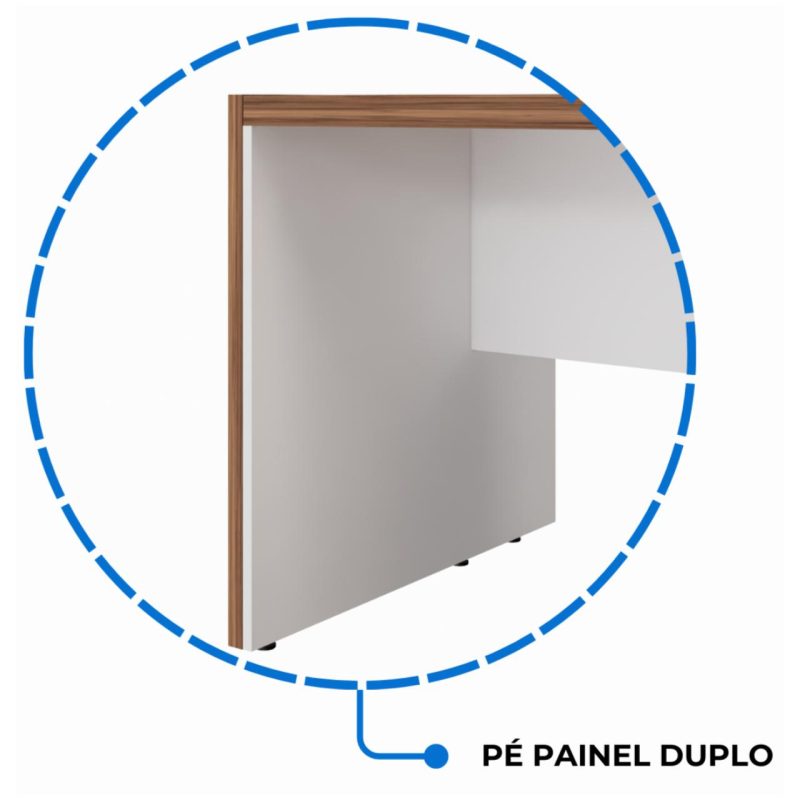 Mesa Escritório PRESIDENTE c/ Armário Pedestal – 1,82×1,80m – NOGAL SEVILHA/BRANCO – 34602 RM MÓVEIS 7