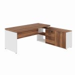 Mesa Diretorzinha c/ Aparador – Pé de MADEIRA – 1,90×1,50m – NOGAL SEVILHA / BRANCO – 34426 RM MÓVEIS 11