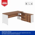 Mesa Diretorzinha c/ Aparador – Pé de MADEIRA – 1,90×1,50m – NOGAL SEVILHA / BRANCO – 34426 RM MÓVEIS 17
