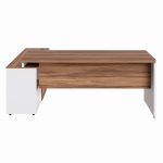 Mesa Diretorzinha c/ Aparador – Pé de MADEIRA – 1,90×1,50m – NOGAL SEVILHA / BRANCO – 34426 RM MÓVEIS 13