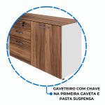 Mesa Diretorzinha c/ Aparador – Pé de MADEIRA – 1,90×1,50m – NOGAL SEVILHA / BRANCO – 34426 RM MÓVEIS 15