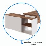 Mesa Diretorzinha c/ Aparador – Pé de MADEIRA – 1,90×1,50m – NOGAL SEVILHA / BRANCO – 34426 RM MÓVEIS 14