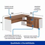 Mesa Diretorzinha c/ Aparador – Pé de MADEIRA – 1,90×1,50m – NOGAL SEVILHA / BRANCO – 34426 RM MÓVEIS 18