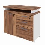 Armário Baixo 03 Gavetas e Porta (MISTO) – NOGAL SEVILHA/BRANCO – 34422 RM MÓVEIS 10