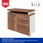 Armário Baixo 03 Gavetas e Porta (MISTO) – NOGAL SEVILHA/BRANCO – 34422 RM MÓVEIS 19