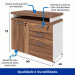 Armário Baixo 03 Gavetas e Porta (MISTO) – NOGAL SEVILHA/BRANCO – 34422 RM MÓVEIS 17