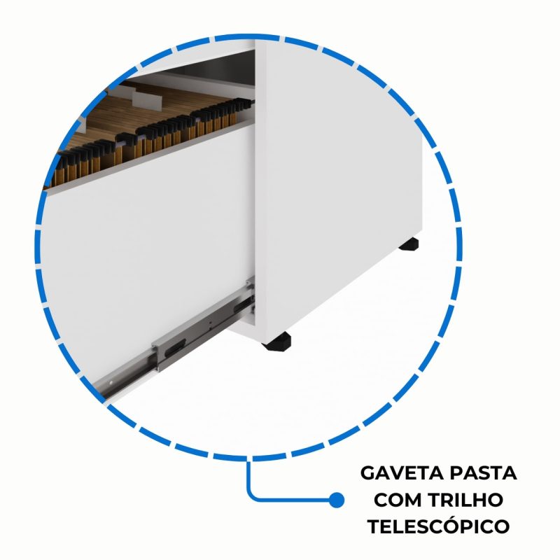 Armário Baixo 03 Gavetas e Porta (MISTO) – NOGAL SEVILHA/BRANCO – 34422 RM MÓVEIS 7