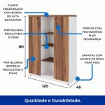Armário Alto Credenza com Nicho – 1,61×1,20×0,45m – NOGAL SEVILHA/BRANCO- 34415 RM MÓVEIS 16