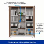 Armário Alto Credenza com Nicho – 1,61×1,20×0,45m – NOGAL SEVILHA/BRANCO- 34415 RM MÓVEIS 12