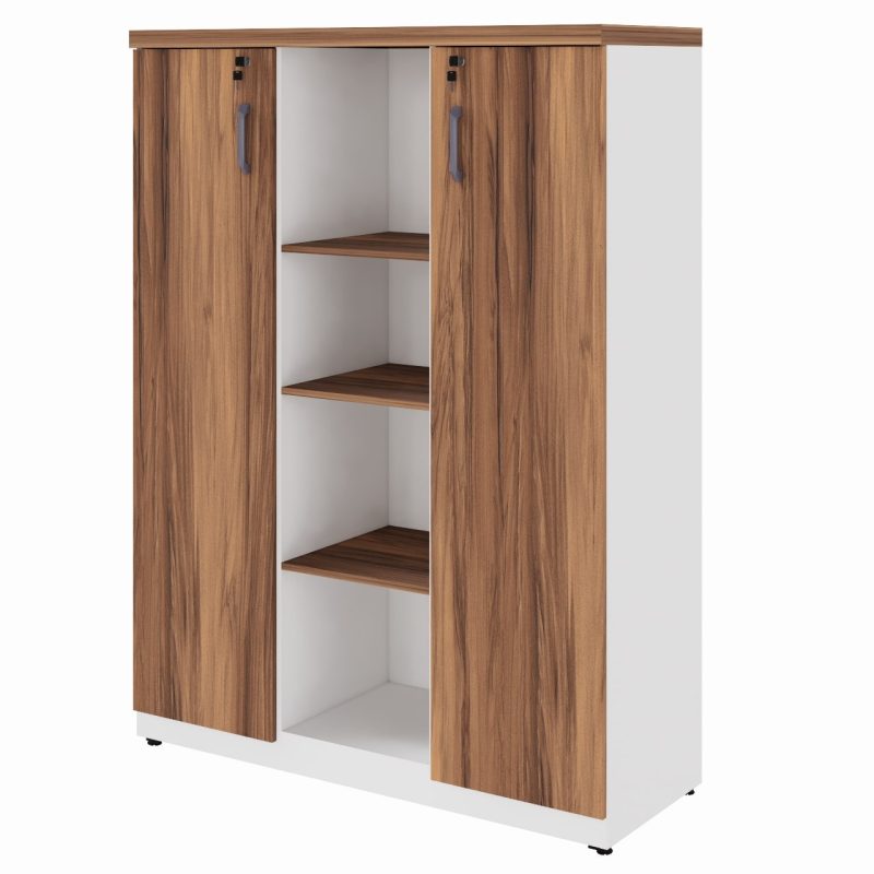 Armário Alto Credenza com Nicho – 1,61×1,20×0,45m – NOGAL SEVILHA/BRANCO- 34415 RM MÓVEIS 2