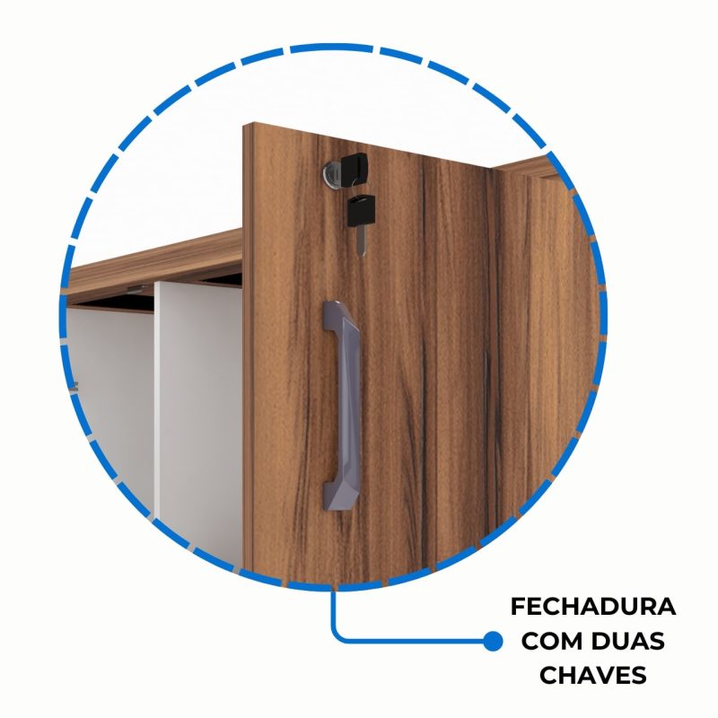 Armário Alto Credenza com Nicho – 1,61×1,20×0,45m – NOGAL SEVILHA/BRANCO- 34415 RM MÓVEIS 5