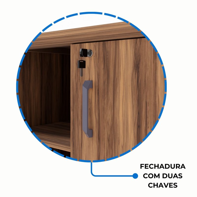 Armário Baixo GOLD Credenza ESPECIAL – 1,60×0,73×0,45m – NOGALSEVILHA / BRANCO – 34502 RM MÓVEIS 7