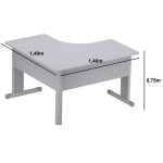 Estação de Trabalho 1,40×1,40m com 02 Gavetas – JOB – CINZA / CINZA – 43019 RM MÓVEIS 13