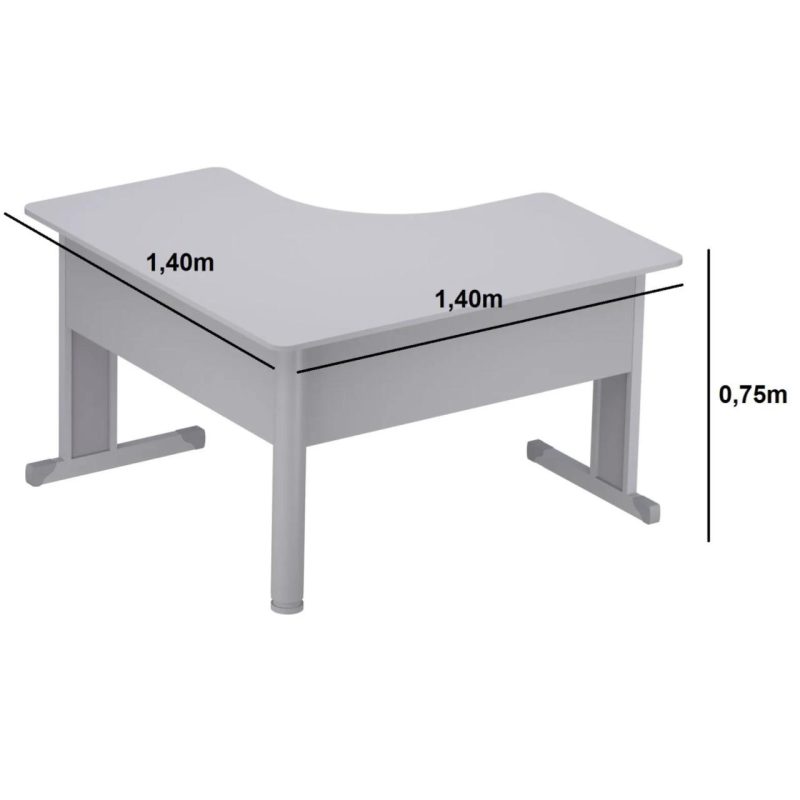 Estação de Trabalho 1,40×1,40m com 02 Gavetas – JOB – CINZA / CINZA – 43019 RM MÓVEIS 6