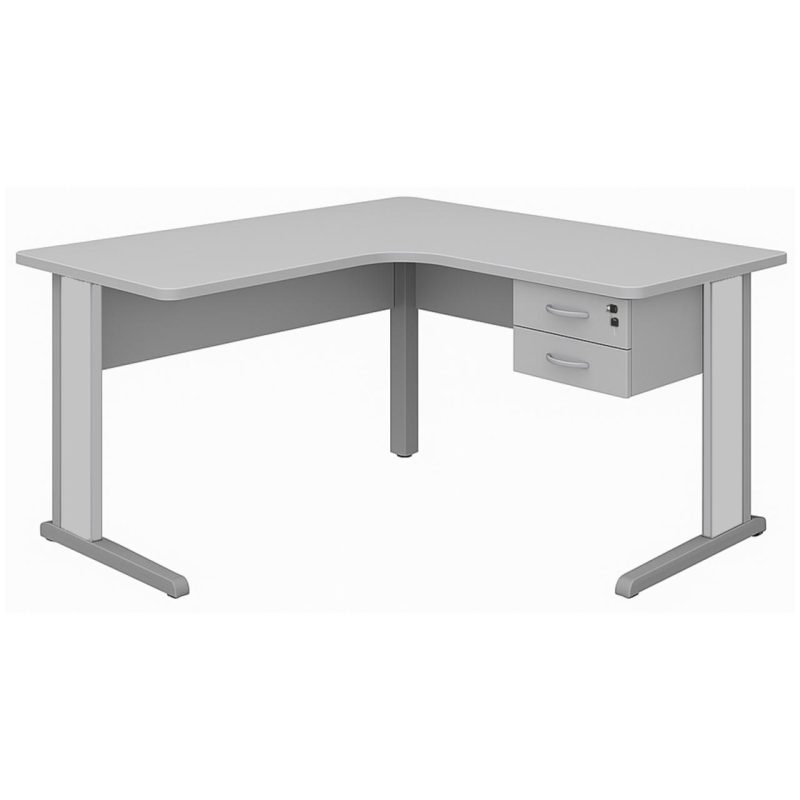 Estação de Trabalho 1,40×1,40m com 02 Gavetas – JOB – CINZA / CINZA – 43019 RM MÓVEIS 2