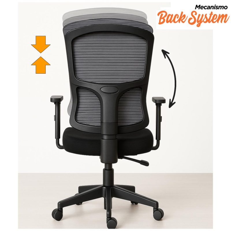 Cadeira de Escritório Tela PRYUS Back System – Cor Preto – 20099 RM MÓVEIS 5