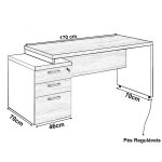 Mesa PEDESTAL RETA (03 Gav.) – 1,92X0,70m – WORKSTART – NOGAL SEVILHA/BRANCO- 34405 RM MÓVEIS 19