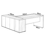 Mesa Escritório PRESIDENTE c/ Armário Pedestal – 1,82×1,80m – NOGAL SEVILHA/BRANCO – 34602 RM MÓVEIS 18