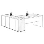 Mesa Escritório PRESIDENTE c/ Armário Pedestal – 1,82×1,80m – NOGAL SEVILHA/BRANCO – 34602 RM MÓVEIS 20