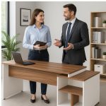 Mesa PEDESTAL RETA (03 Gav.) – 1,92X0,70m – WORKSTART – NOGAL SEVILHA/BRANCO- 34405 RM MÓVEIS 18