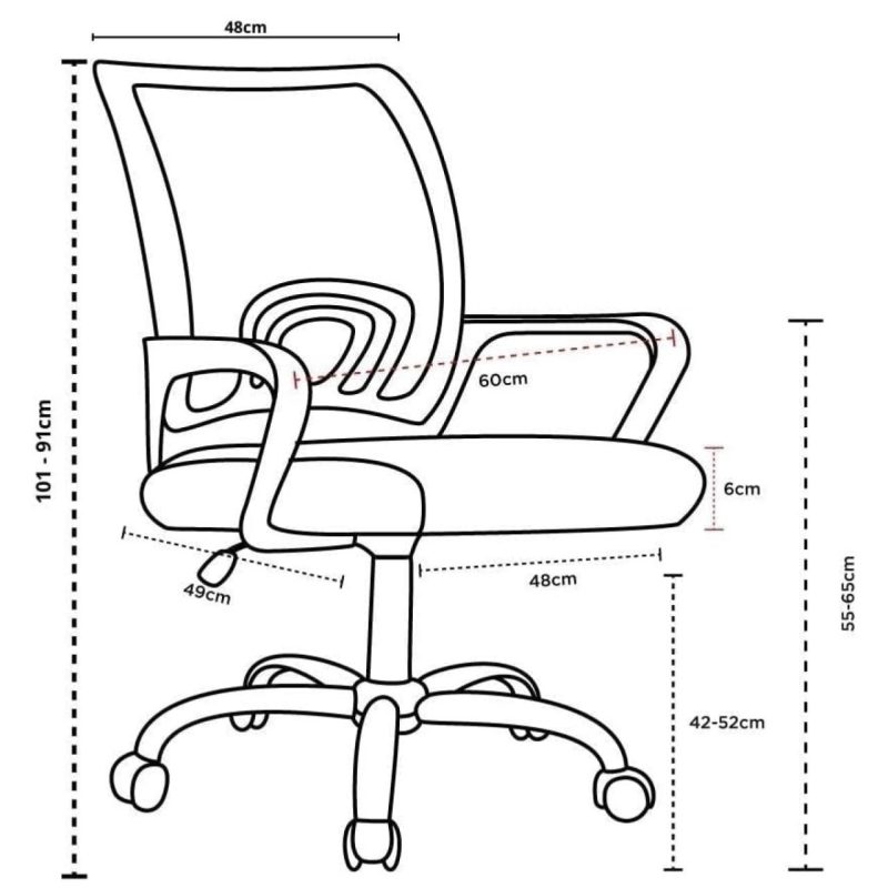 Cadeira de Escritório Tela TURYA c/ braço – Cor Preto – 34044 RM MÓVEIS 6