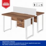Estação de Trabalho Dupla 1,20×1,35m c/ 02 Gavetas c/ ponto de tomada PÉ QUADRO – Cor Nogal Sevilha/Branco – 34423 RM MÓVEIS 12