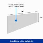 Estação de Trabalho Dupla 1,20×1,35m c/ 02 Gavetas c/ ponto de tomada PÉ QUADRO – Cor Nogal Sevilha/Branco – 34423 RM MÓVEIS 13