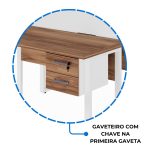 Estação de Trabalho Dupla 1,20×1,35m c/ 02 Gavetas c/ ponto de tomada PÉ QUADRO – Cor Nogal Sevilha/Branco – 34423 RM MÓVEIS 17