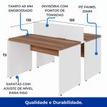 Estação de Trabalho Dupla 1,20×1,35m 02 Lugares sem Gavetas c/ ponto de tomada PÉ PAINEL – Nogal Sevilha/Branco – 34428 RM MÓVEIS 17
