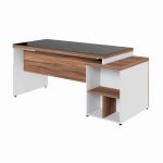 Mesa para Escritório com VIDRO FUMÊ – 1,92×0,70m – NOGAL SEVILHA/BRANCO – 34430 RM MÓVEIS 12