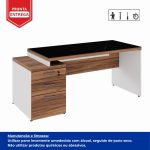 Mesa para Escritório com VIDRO FUMÊ – 1,92×0,70m – NOGAL SEVILHA/BRANCO – 34430 RM MÓVEIS 14