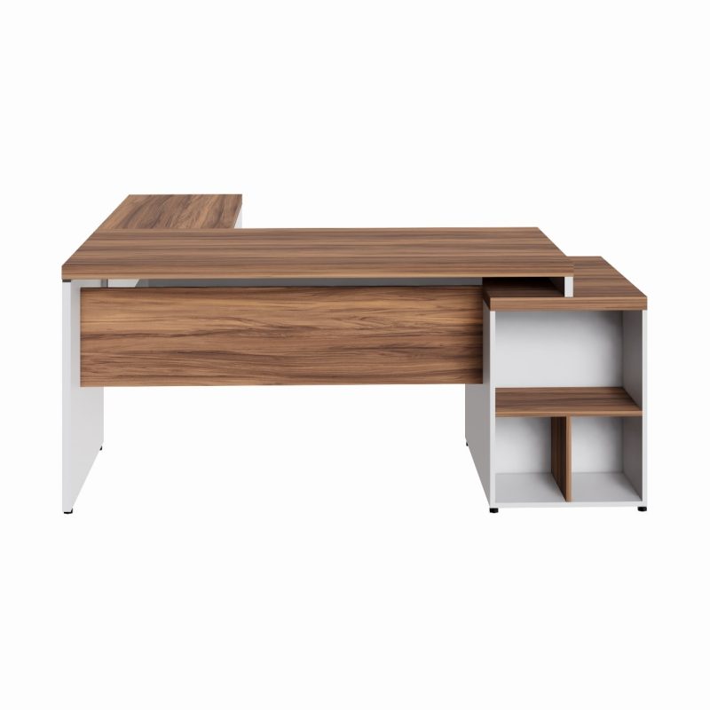 Mesa para Escritório em “L” com Gavetão – 1,92X1,60m -NOGAL SEVILHA/BRANCO – 34431 RM MÓVEIS 5