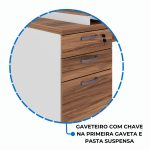 Mesa para Escritório em “L” com Gavetão – 1,92X1,60m -NOGAL SEVILHA/BRANCO – 34431 RM MÓVEIS 15
