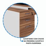 Mesa para Escritório em “L” com VIDRO FUMÊ – 1,92X1,60M NOGAL SEVILHA/BRANCO – 34432 RM MÓVEIS 15