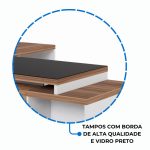 Mesa para Escritório em “L” com VIDRO FUMÊ – 1,92X1,60M NOGAL SEVILHA/BRANCO – 34432 RM MÓVEIS 16
