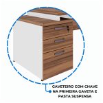 Mesa para Escritório em “L” com VIDRO FUMÊ – 1,92X1,60M NOGAL SEVILHA/BRANCO – 34432 RM MÓVEIS 18