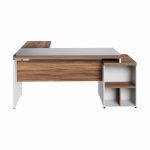 Mesa para Escritório em “L” com VIDRO FUMÊ – 1,92X1,60M NOGAL SEVILHA/BRANCO – 34432 RM MÓVEIS 19