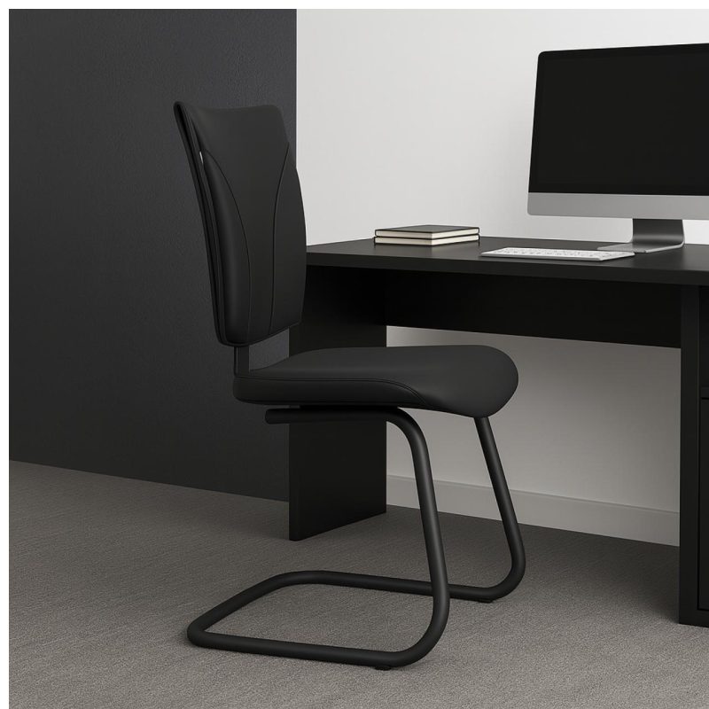 Cadeira de Escritório B-ONE Base em “S” Preta – Corino Preto – 31032 RM MÓVEIS 9