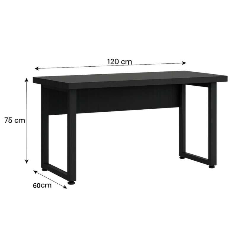 Mesa Escritório PÉ QUADRO – 1,20×0,60m – S/ Gavetas – PRETO / PRETO – 26001 RM MÓVEIS 5