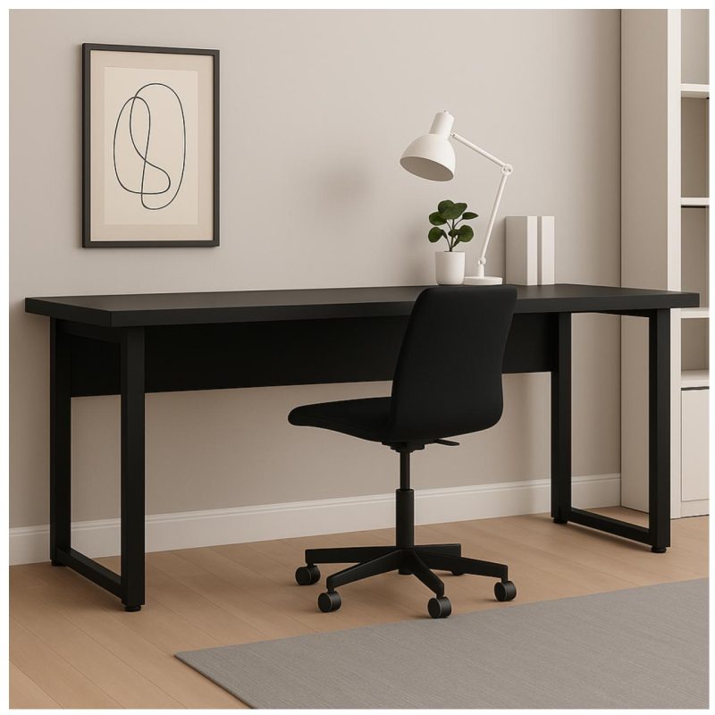 Mesa Escritório PÉ QUADRO – 1,70×0,70m – S/ Gavetas – PRETO / PRETO – 26003 RM MÓVEIS 8
