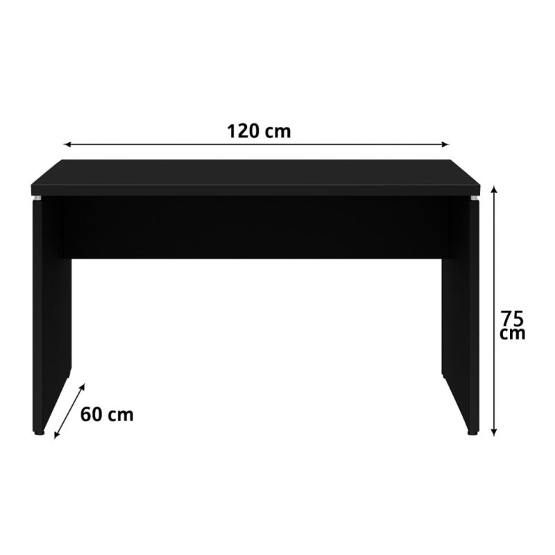 Mesa Escritório 1,20×0,60m – S/ Gavetas – PRETO/PRETO – 26005 RM MÓVEIS 4