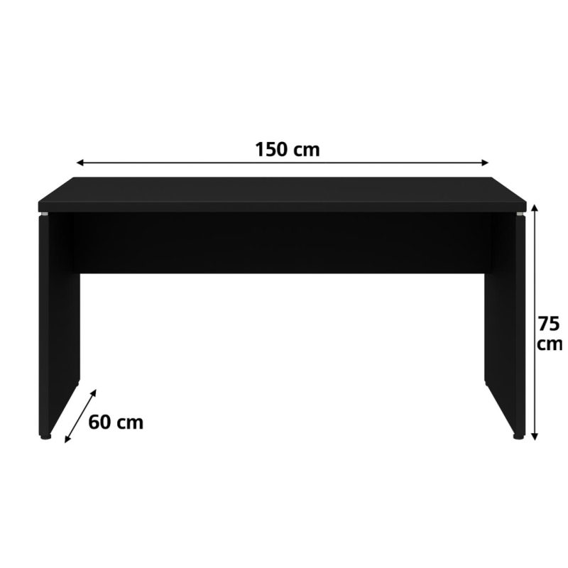 Mesa Escritório 1,50×0,60m – S/ Gavetas – PRETO/PRETO – 26006 RM MÓVEIS 6