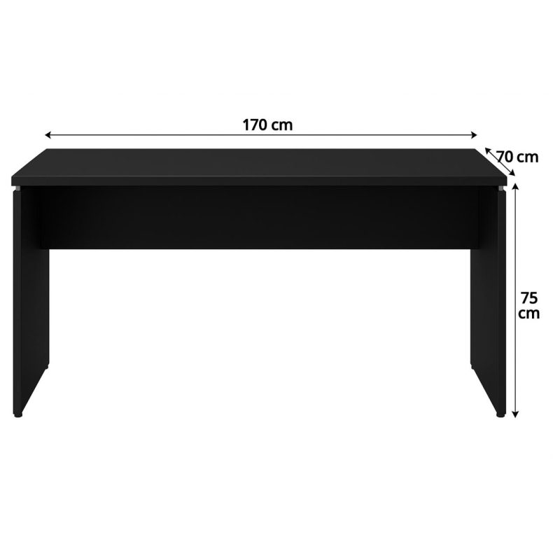 Mesa Escritório 1,70×0,70m – S/ Gavetas – PRETO/PRETO – 26007 RM MÓVEIS 6