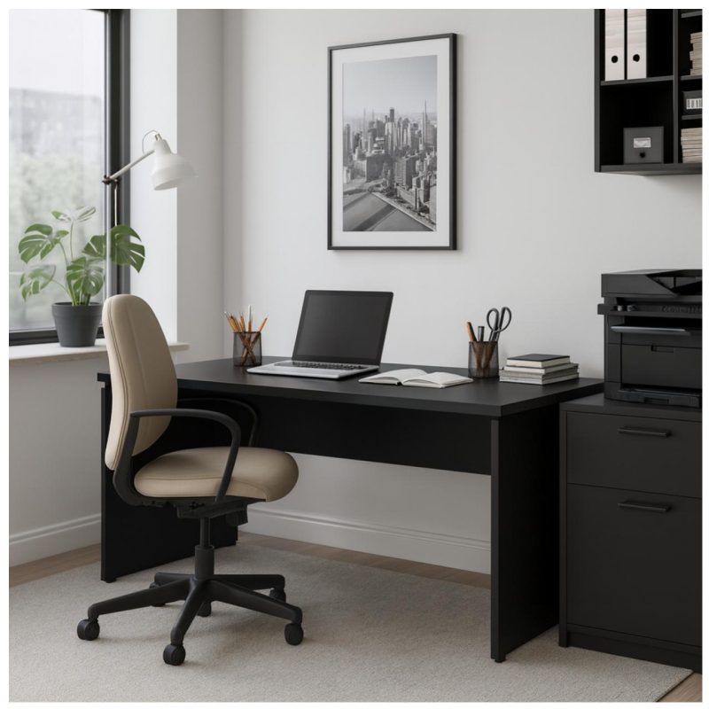 Mesa Escritório 1,70×0,70m – S/ Gavetas – PRETO/PRETO – 26007 RM MÓVEIS 8