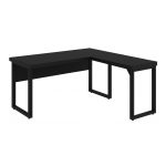 Mesa em L PÉ QUADRO (1,50×0,60m + Mesa Auxiliar) – S/ Gavetas – PRETO / PRETO – 26010 RM MÓVEIS 10