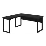 Mesa em L PÉ QUADRO (1,50×0,60m + Mesa Auxiliar) – S/ Gavetas – PRETO / PRETO – 26010 RM MÓVEIS 13